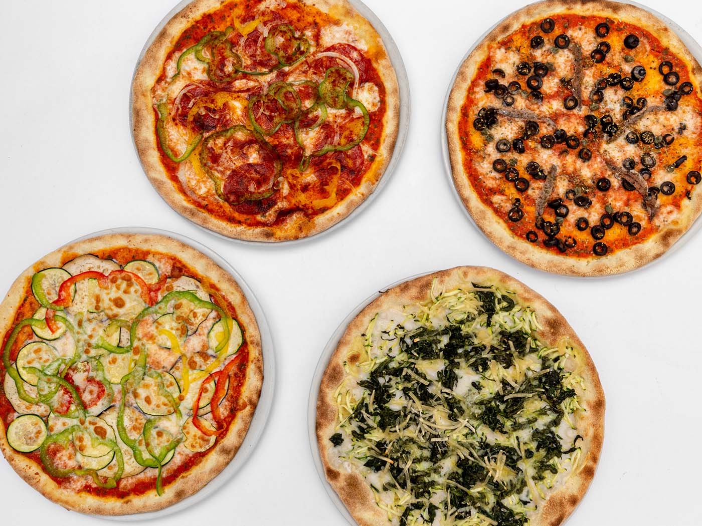 Pizzas on table